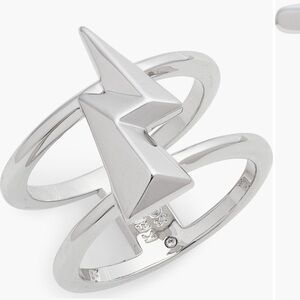 🆕 Kendra Scott Rhodium Plated Lightning Bolt Double Band Ring Size 8
New